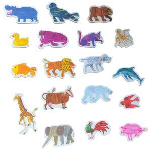The World of Eric Carle Kids Set of 18 Colorful Wooden Animal Magnets.